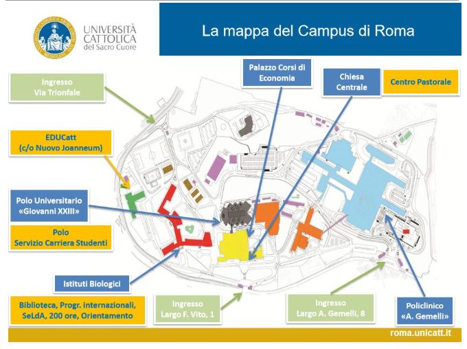 Mappa del Campus di Roma dell'Università Cattolica del Sacro Cuore